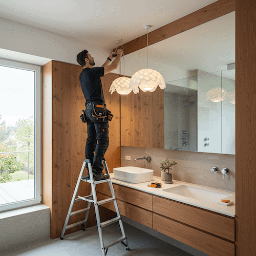 austin tx electrician installing lights