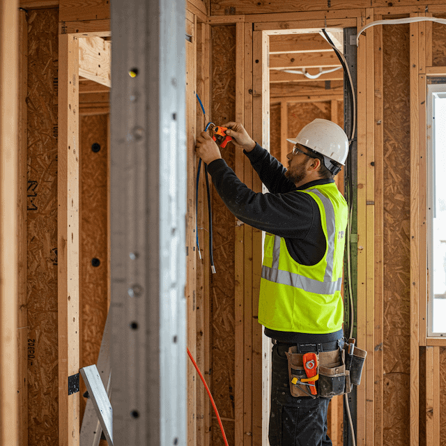 dripping springs tx commercial electrician working on a new build