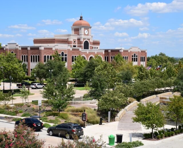 Lewisville Texas City Hall in Historic Downtown