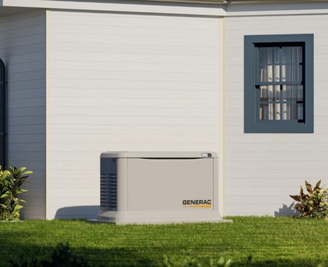 Generac generator installation next to home