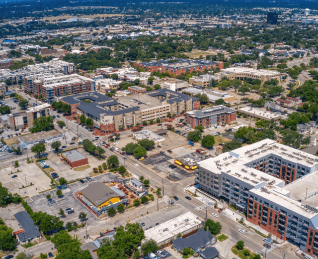 Aerial View of Downtown, Plano Texas in the DFW Metro
