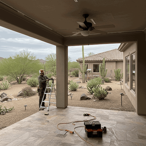 prescott az electrician installing an outdoor ceiling fan