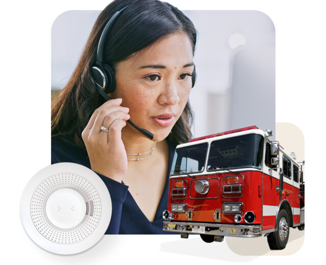 Emergency monitoring with First Alert fire detection.
