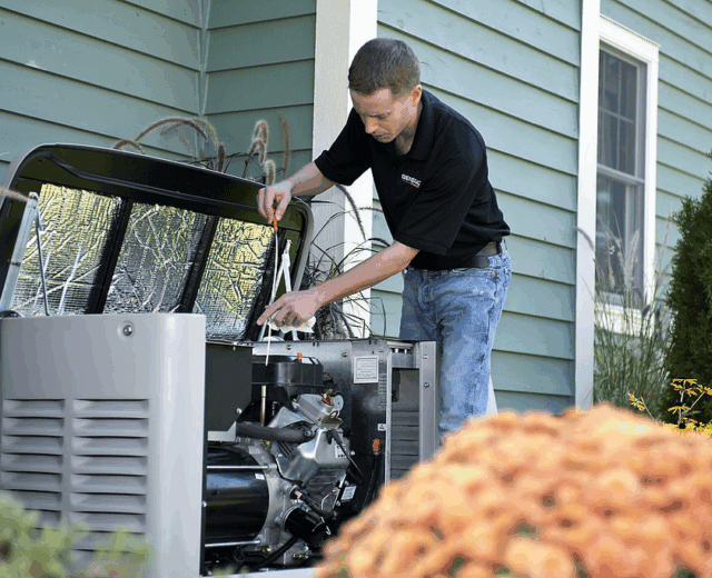 Generator Maintenance_Expert Technician Servicing A Generac Generator