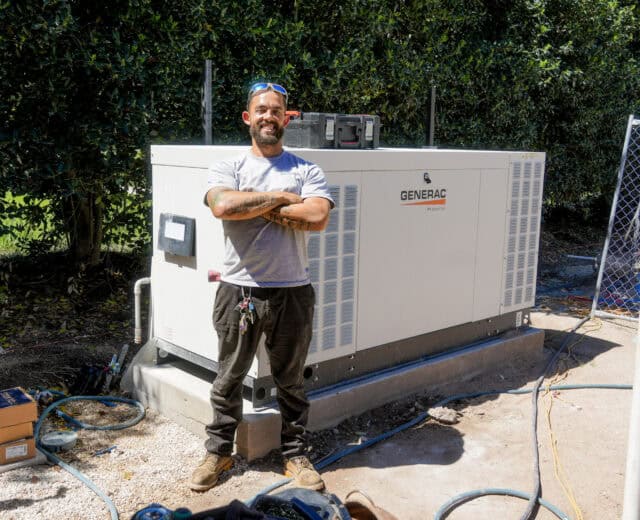 Commercial generator installation for a large home