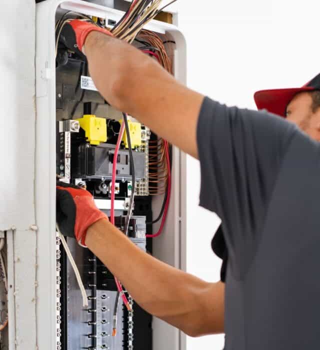 Electrician installing new SPAN electrical panel